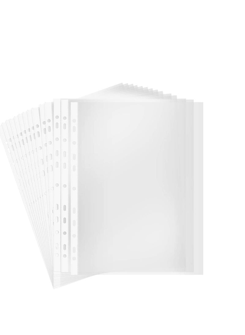 Generic A4 Transparent file 100 Pcs Clear Plastic Folder Punched Pockets for Filing Paper & Documents (60 mic)  - Image 5