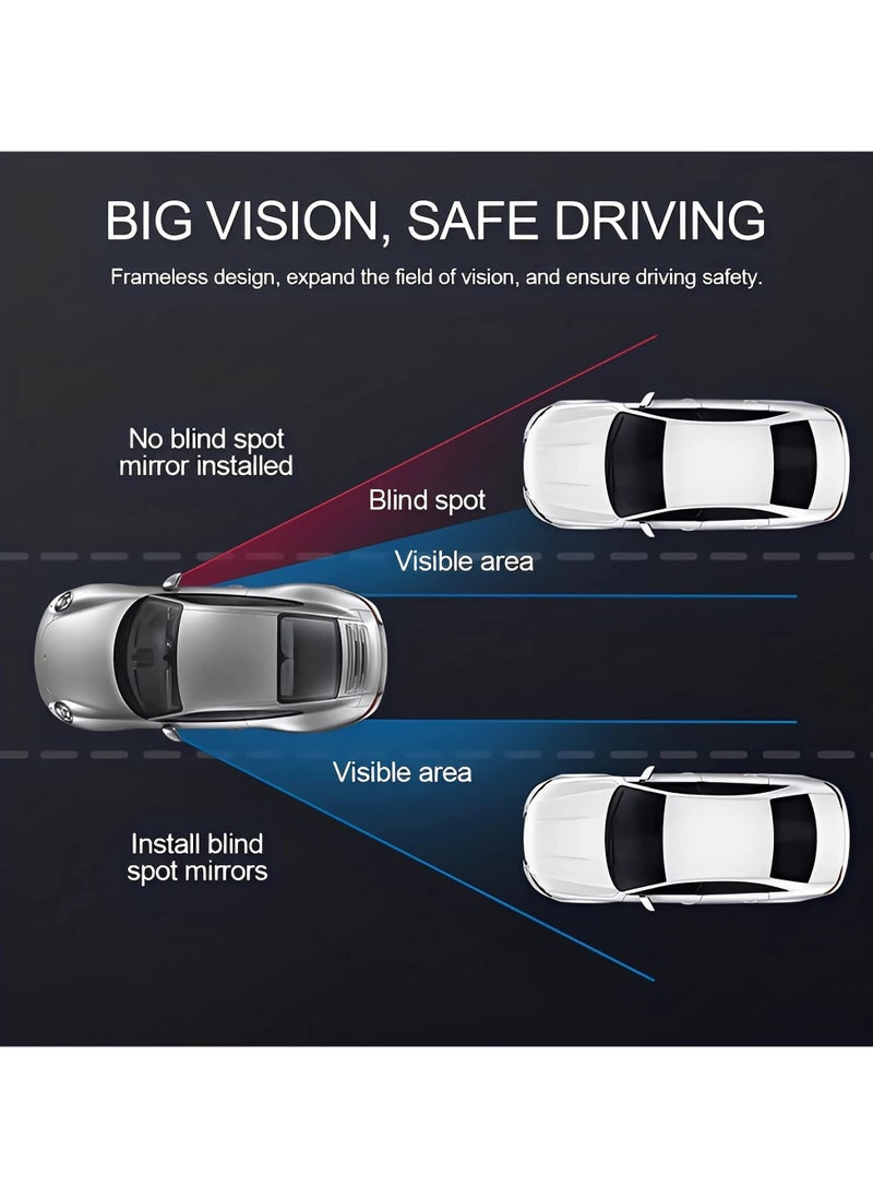 Dominy - 4pcs Fan Shaped Blind Spot Mirror, 360 Degree Adjustabe HD Glass Blind Spot Mirrors, Frameless Convex Rear View Mirror, for any Car, Van, Suv and Trucks. - Image 1