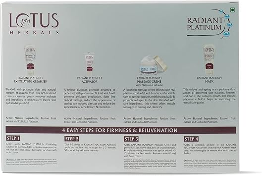 LOTUS HERBALS Lotus Herbals Radiant Platinum Facial Kit With Platinum Dust Passion Fruit 170g Multi Use  - Image 2