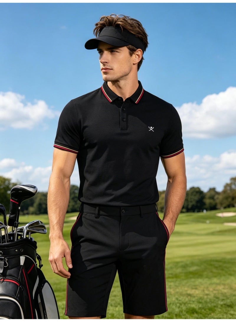 Hackett London Unisex striped collar golf Polo shirt breathable quick-drying simple LOGO printed short-sleeved sports casual shirt. - Image 5
