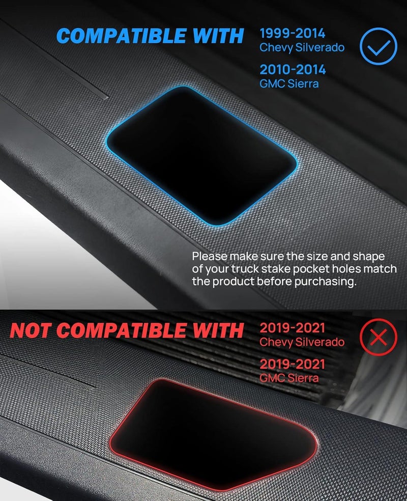 JOYTUTUS Stake Pocket Cover for Trucks - 4 Pack Compatible with 1999-2014 Chevy Silverado & 2010-2014 GMC Sierra - Image 4