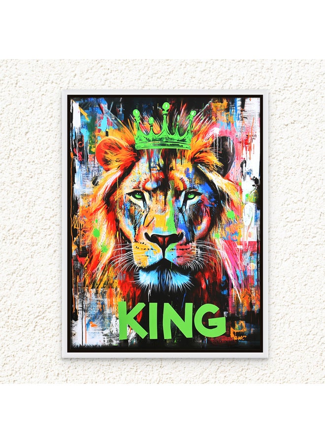 Art Decor Art Decor Framed Canvas Wall Art of Colorful Pop Art Lion Artwork Street Graffiti of Wild Animal Portrait Urban Print Wall Décor for Office Home Living Room Bedroom Home Décor Gifting  - Image 1