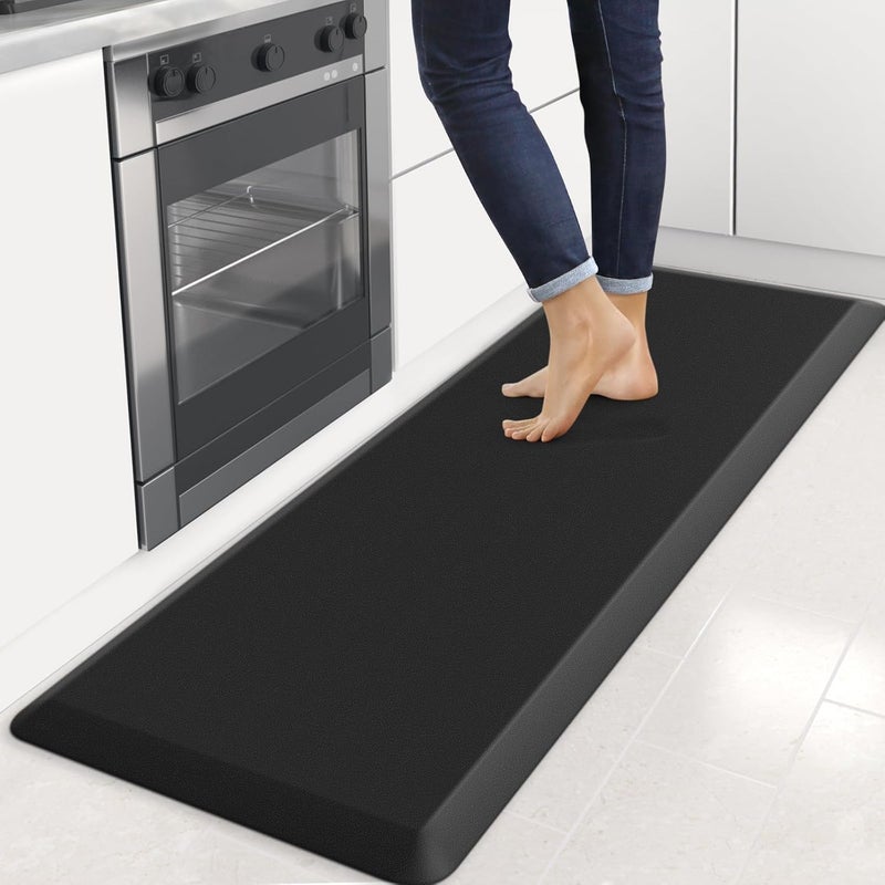 StepRite 4/5 Inch Thick Kitchen Mats for Floor, Kitchen Rug for Standing Desk, Non-Slip, Thicker, Stain & Water Resistant, Comfort Anti Fatigue Floor Mat for Home, Kitchen, Office - Black,70 * 24'' - Image 1