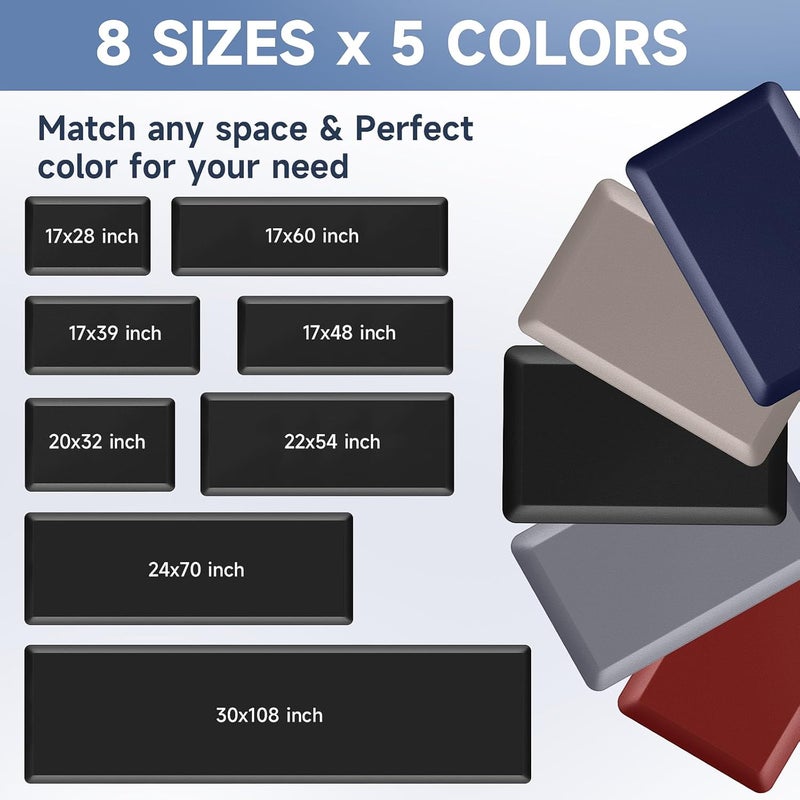 StepRite 4/5 Inch Thick Kitchen Mats for Floor, Kitchen Rug for Standing Desk, Non-Slip, Thicker, Stain & Water Resistant, Comfort Anti Fatigue Floor Mat for Home, Kitchen, Office - Black,70 * 24'' - Image 4