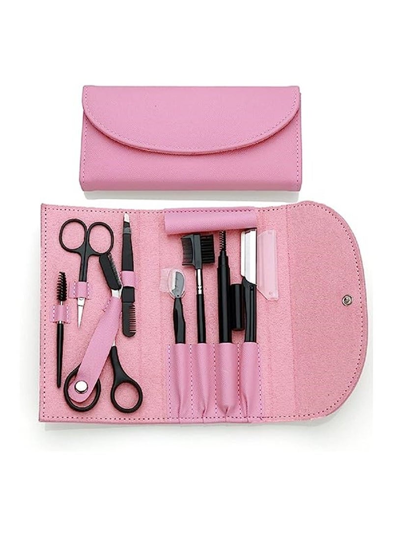 Excefore Eyebrow Grooming Kit 8 in 1 Stainless Steel Shaping Trimming Set with Storage Bag - Image 1