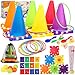 Eocolz 49PCS Carnival Games Outdoor Combo Set for Kids with LED Light Plastic Cones Obstacle Course Bean Bags Balls Ring Toss Game Egg and Spoon Race Lawn Game Gift for Birthday PartyXmasEaster - Image 3