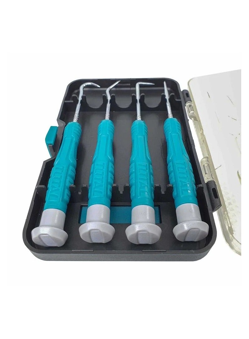 TOTAL 4 Pcs Pick and Hook Set, Precision Hook Tool Kit with Non-Slip Handles for Automotive, O-Ring, Seal Removal, Electronics & Craft Work - TPHSK0401 - Image 5