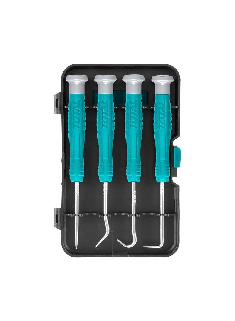 TOTAL 4 Pcs Pick and Hook Set, Precision Hook Tool Kit with Non-Slip Handles for Automotive, O-Ring, Seal Removal, Electronics & Craft Work - TPHSK0401 - Image 3