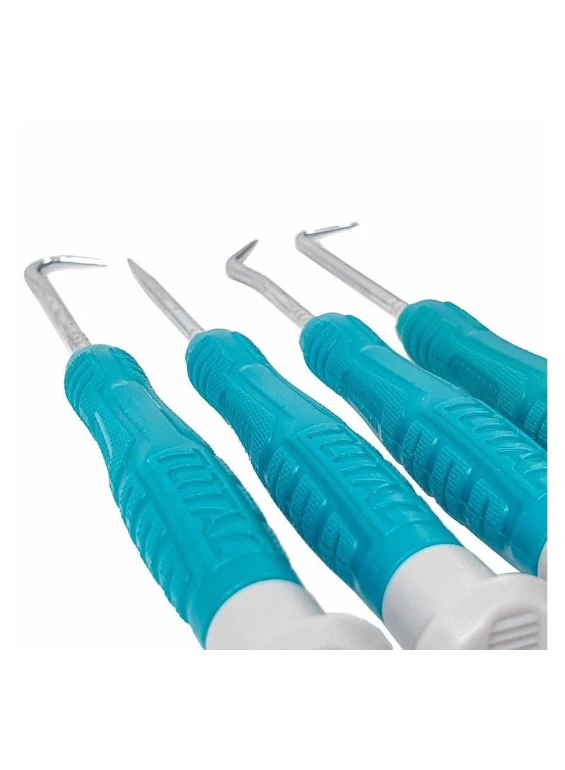 TOTAL 4 Pcs Pick and Hook Set, Precision Hook Tool Kit with Non-Slip Handles for Automotive, O-Ring, Seal Removal, Electronics & Craft Work - TPHSK0401 - Image 4