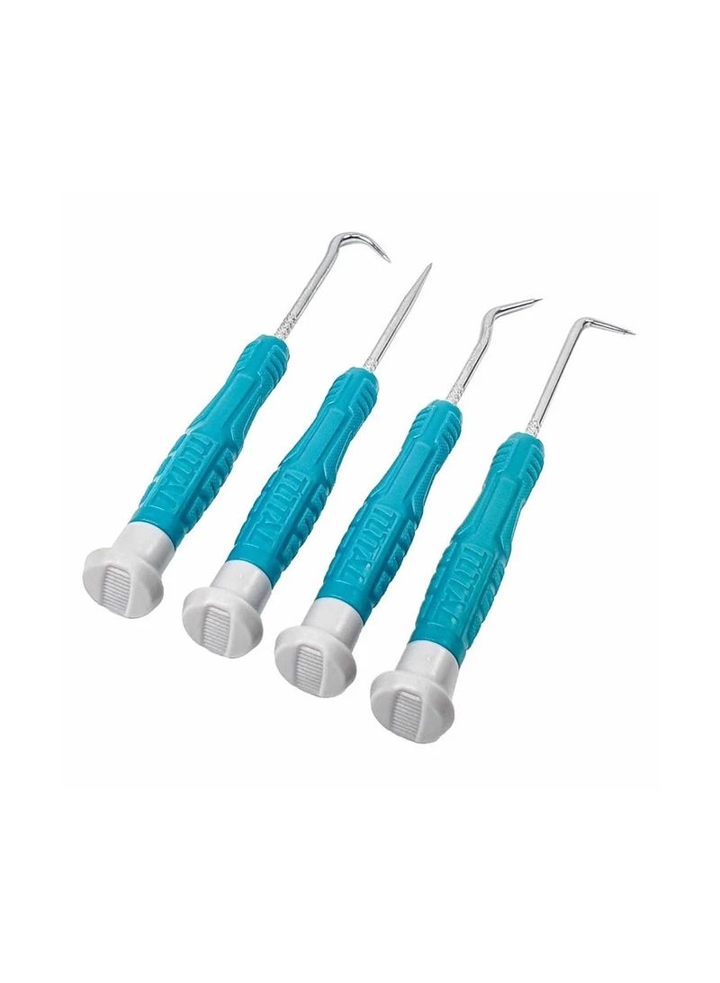 TOTAL 4 Pcs Pick and Hook Set, Precision Hook Tool Kit with Non-Slip Handles for Automotive, O-Ring, Seal Removal, Electronics & Craft Work - TPHSK0401 - Image 2