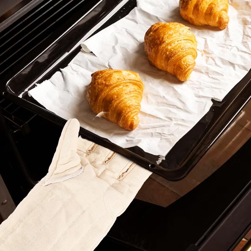 Thickened Long White Heat Resistant Oven Gloves For BBQ Baking Cooking Microwave - Image 5