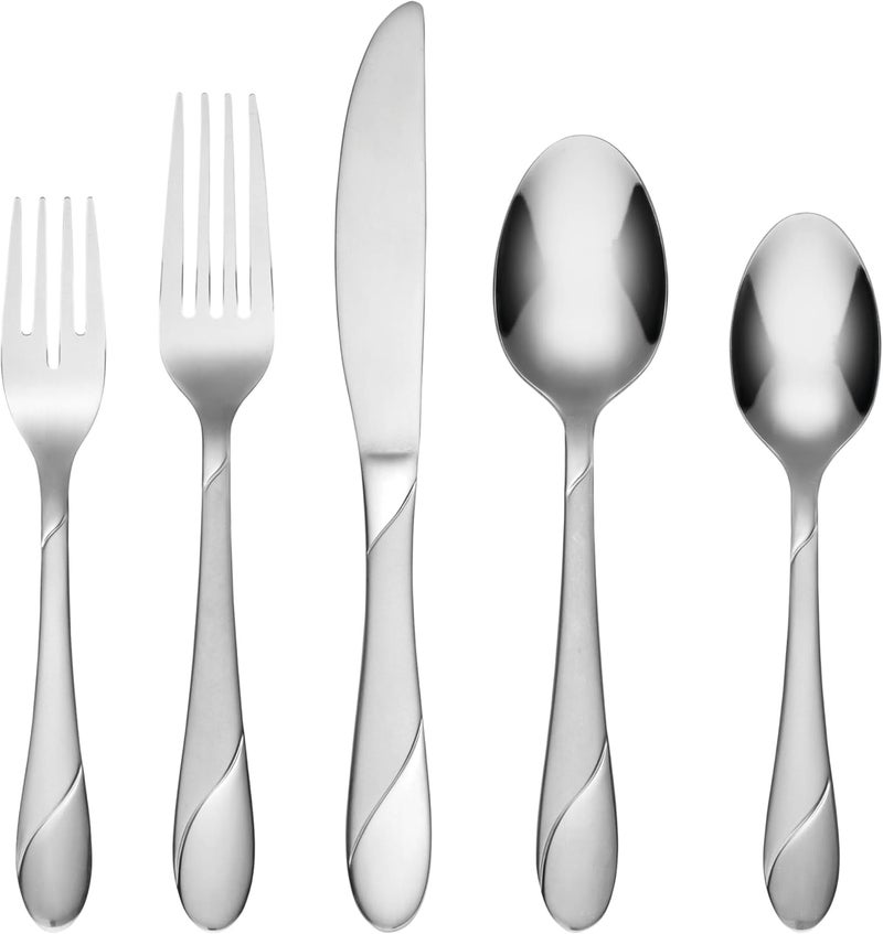 Cambridge Swirl Sand Piece Flatware Set 89 Count Metallic - Image 1