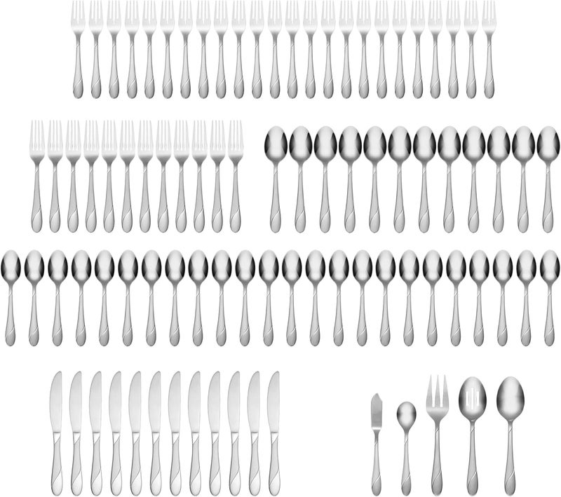 Cambridge Swirl Sand Piece Flatware Set 89 Count Metallic - Image 2
