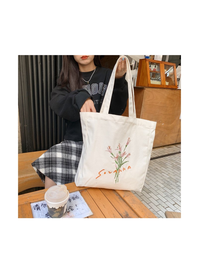 SYOSI - Women Canvas Tote Bag for Women Girls Kids School Shoulder Bag, MAKINGTEC with Zipper Work Beach Lunch Travel and Shopping Grocery Bag for Mother's Day Teacher Eco Friendly Washable Trendy - Image 1