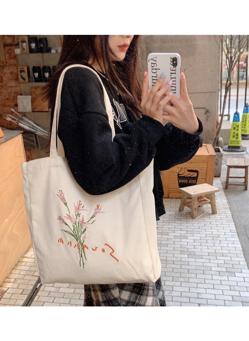 SYOSI - Women Canvas Tote Bag for Women Girls Kids School Shoulder Bag, MAKINGTEC with Zipper Work Beach Lunch Travel and Shopping Grocery Bag for Mother's Day Teacher Eco Friendly Washable Trendy - Image 1