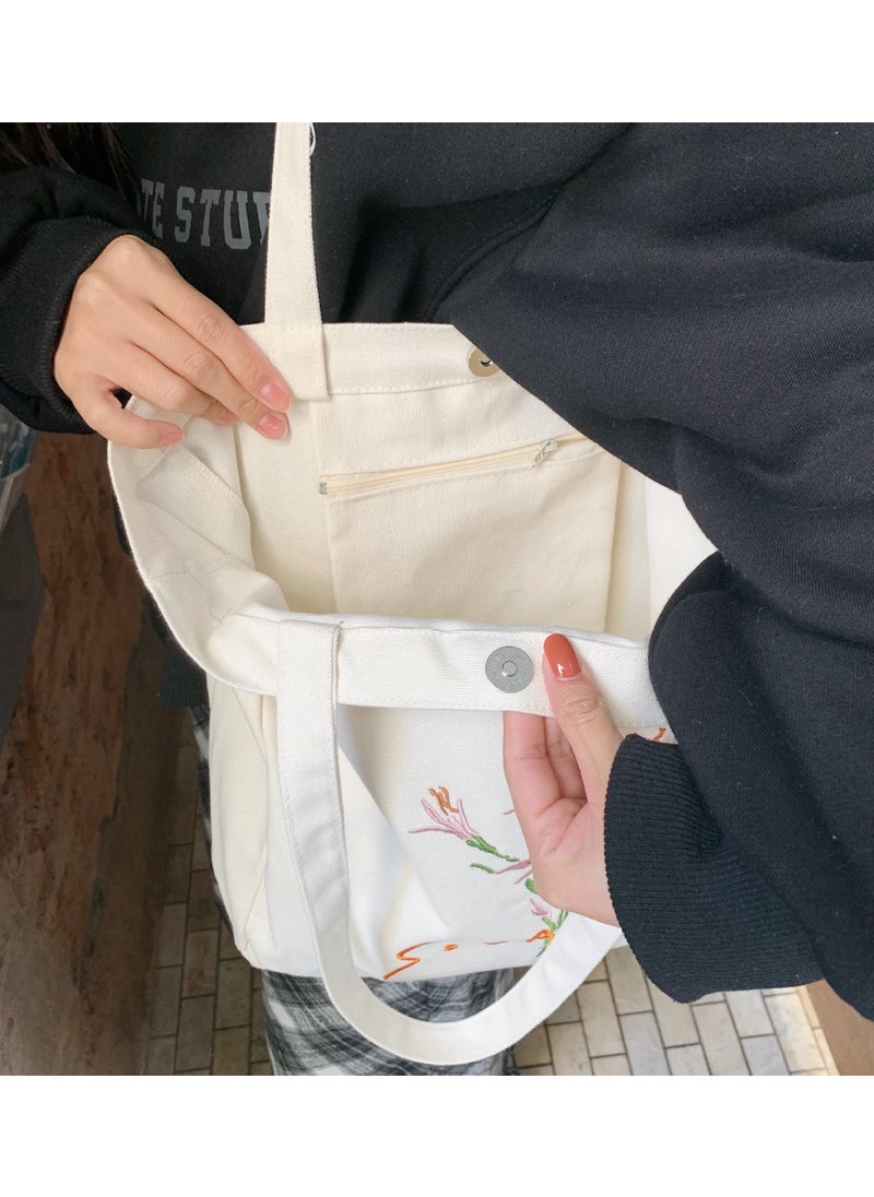 SYOSI - Women Canvas Tote Bag for Women Girls Kids School Shoulder Bag, MAKINGTEC with Zipper Work Beach Lunch Travel and Shopping Grocery Bag for Mother's Day Teacher Eco Friendly Washable Trendy - Image 1