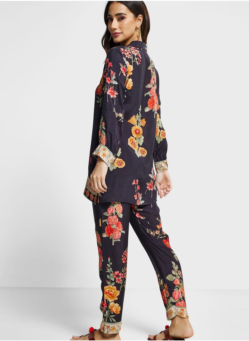 kolaba - Floral Printed Straight Fit Co-ord Set - Image 1