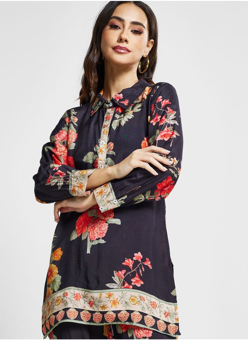 kolaba - Floral Printed Straight Fit Co-ord Set - Image 1