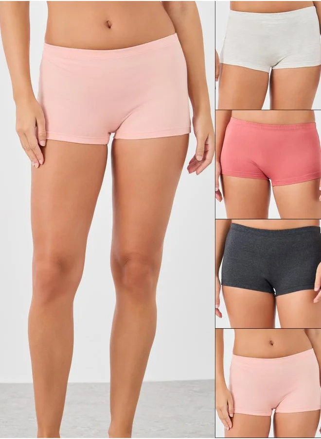 Styli Styli Pack of 4 - Solid Elasticated Waist Boyshorts