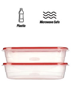 Rubbermaid 2-Piece TakeAlongs Dishwasher Safe Stackable Plastic Food Storage Container Set Red and Clear 4quarts 1787831  - Image 1