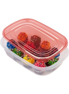 Rubbermaid 2-Piece TakeAlongs Dishwasher Safe Stackable Plastic Food Storage Container Set Red and Clear 4quarts 1787831  - Image 4