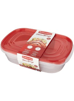 Rubbermaid 2-Piece TakeAlongs Dishwasher Safe Stackable Plastic Food Storage Container Set Red and Clear 4quarts 1787831  - Image 5