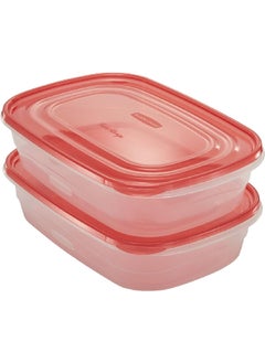 Rubbermaid 2-Piece TakeAlongs Dishwasher Safe Stackable Plastic Food Storage Container Set Red and Clear 4quarts 1787831  - Image 2