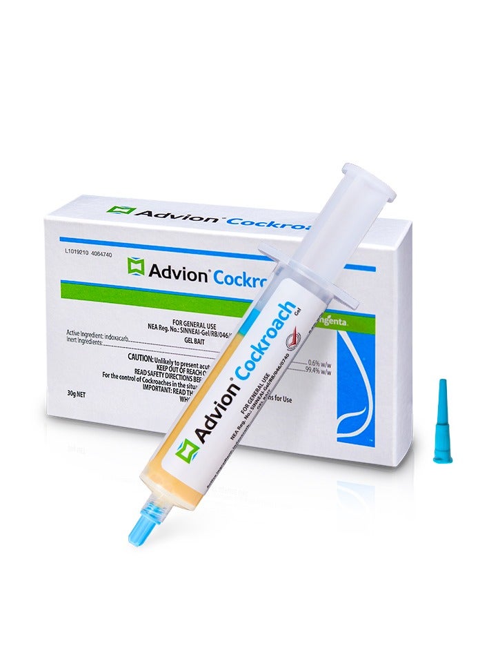 ADVISION Syngenta Advion Cockroach Gel Bait, 30g, 1 Plunger and 1Tip,   safer and more effective in killing cockroaches