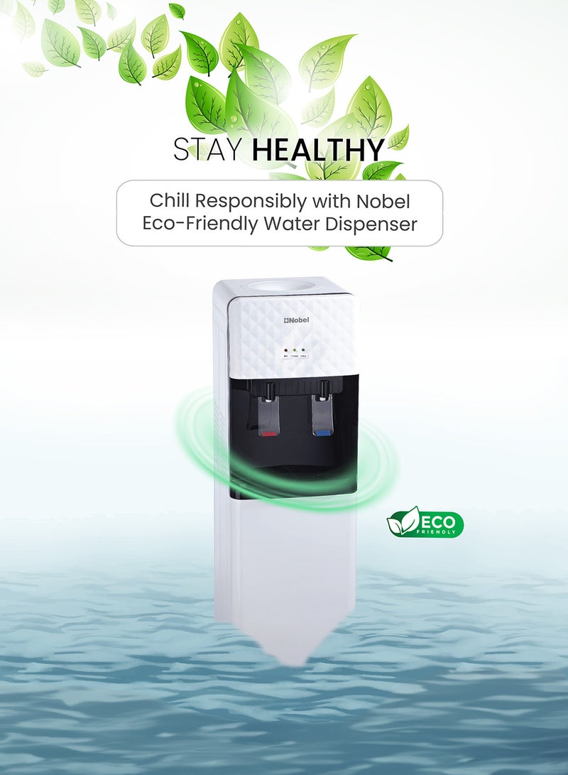 Nobel 2 Tap Hot & Cold Free Standing Water Dispenser, Cabinet Model with Hot & Cold Function, Excess Water Tray, Hot & Cold Switch Button, 1Year Full & 5Year Compressor Warranty NWD1602 White - Image 5