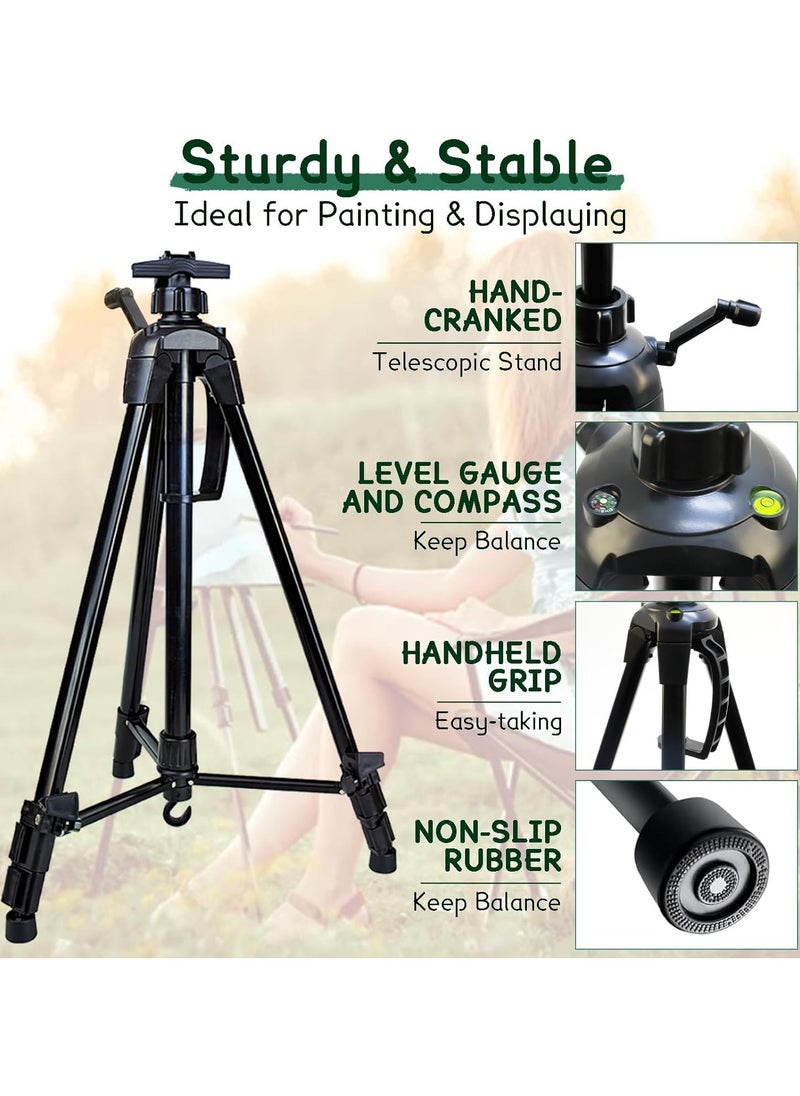 Bamboo Metal Easel Sketch Drawing Stand Black  - Image 2
