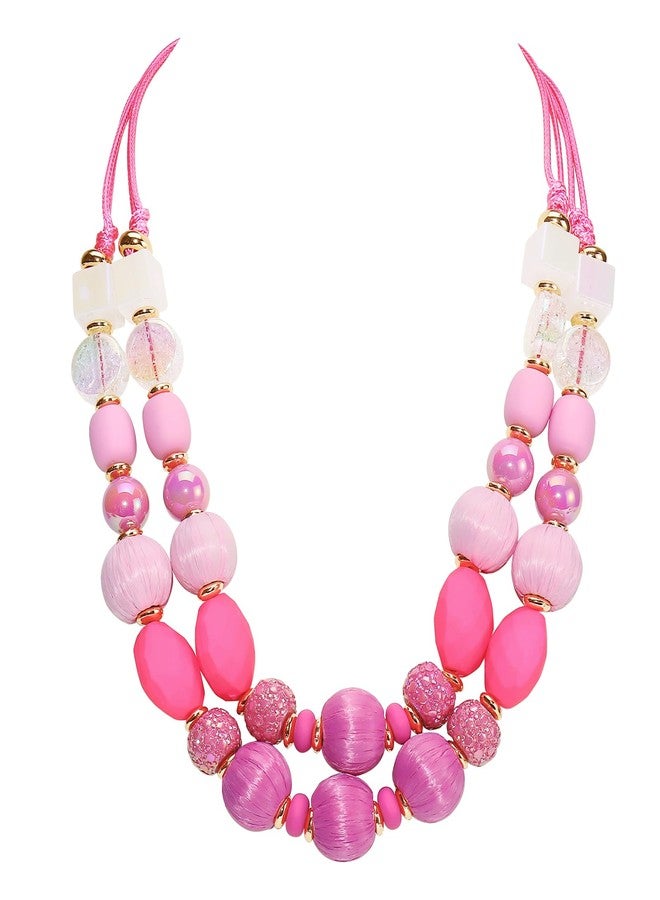 Bocar 2 Layer Statement Chunky Necklaces for Women Crystal Strand Beaded Necklaces for Gifts (NK-10770-Fuchsia) - Image 1