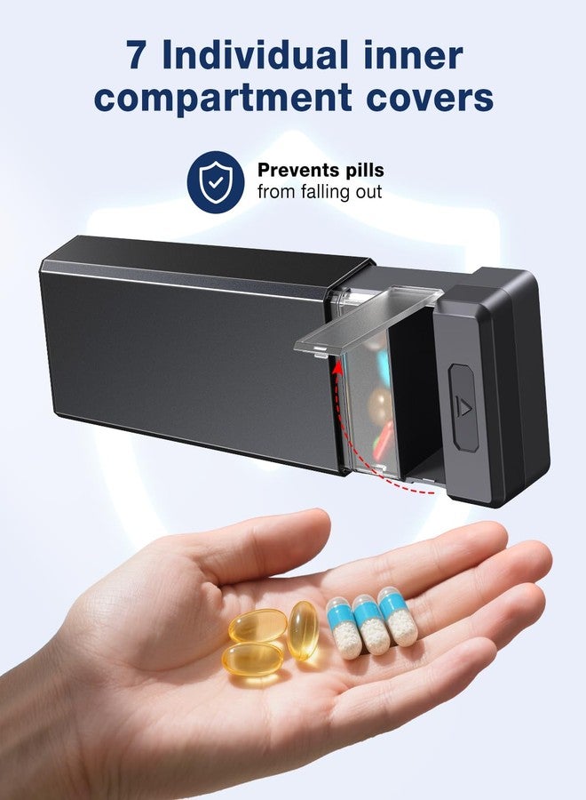 HEIYING 7 Days Pill Organizer with Aluminum Shell for One Week Capacity, Portable Metal Pill Case to Hold Vitamin, Medicine, Supplements - Image 4