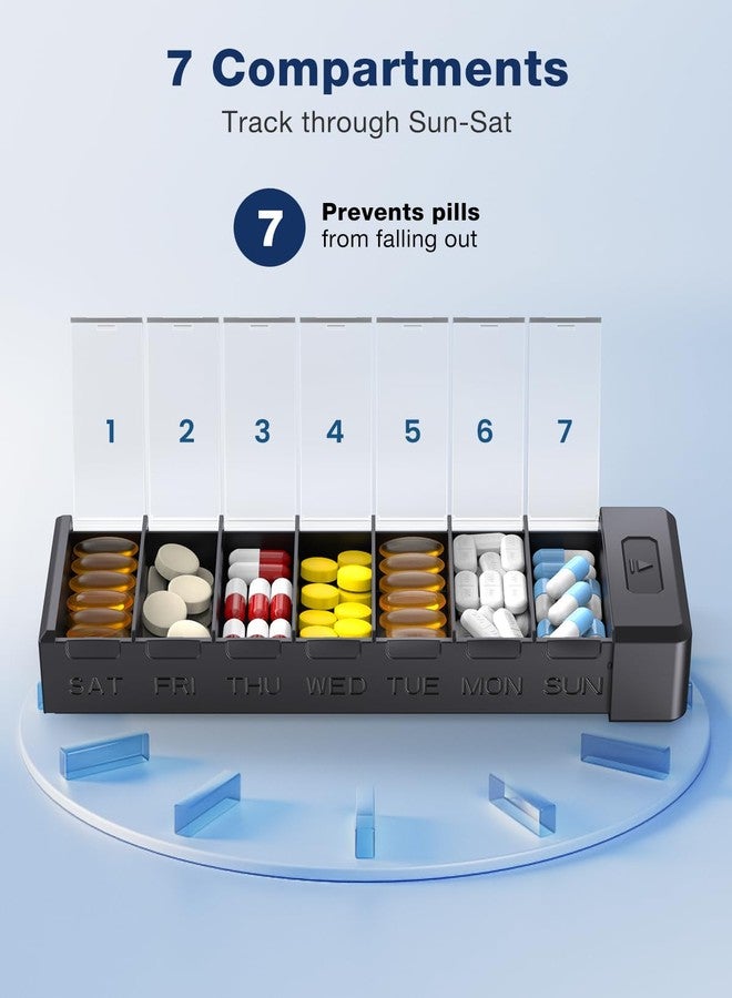 HEIYING 7 Days Pill Organizer with Aluminum Shell for One Week Capacity, Portable Metal Pill Case to Hold Vitamin, Medicine, Supplements - Image 5