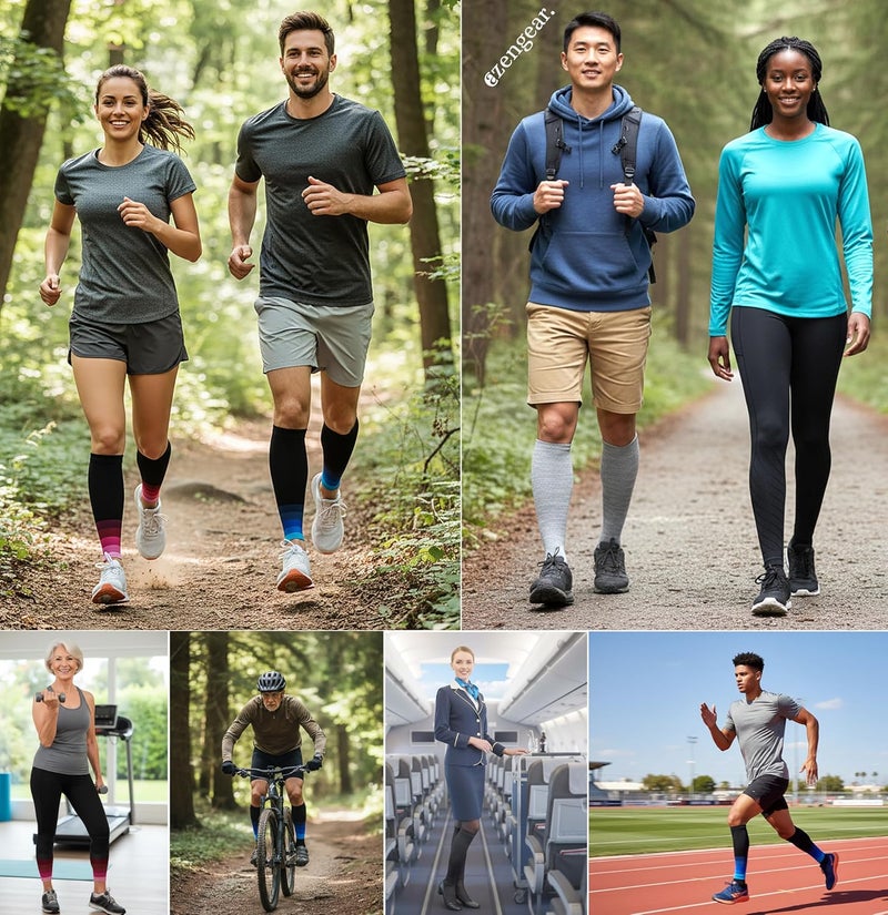 aZengear Calf Support Compression Sleeves Pair for Women Men Running 2030mmHg Class 2 Shin Splints Brace Footless Leg Socks for Torn Muscle Pain Relief Cramps LXL Black - Image 5