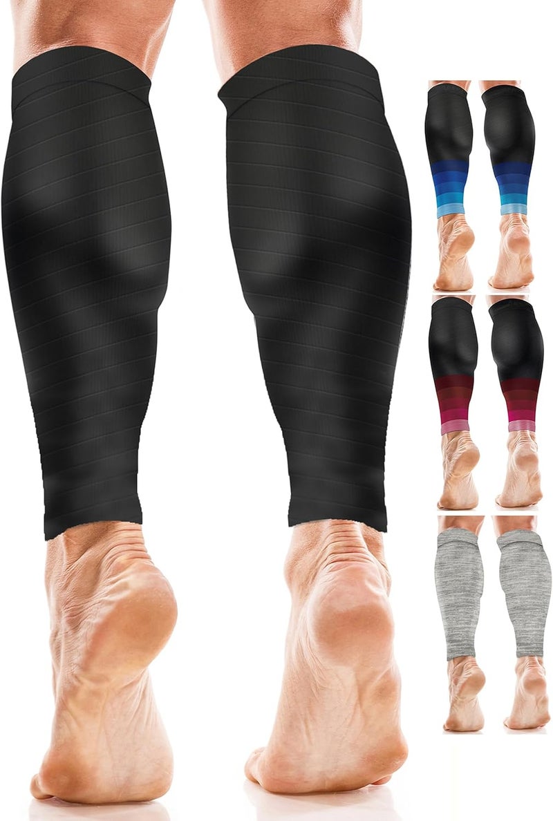 aZengear Calf Support Compression Sleeves Pair for Women Men Running 2030mmHg Class 2 Shin Splints Brace Footless Leg Socks for Torn Muscle Pain Relief Cramps LXL Black - Image 1