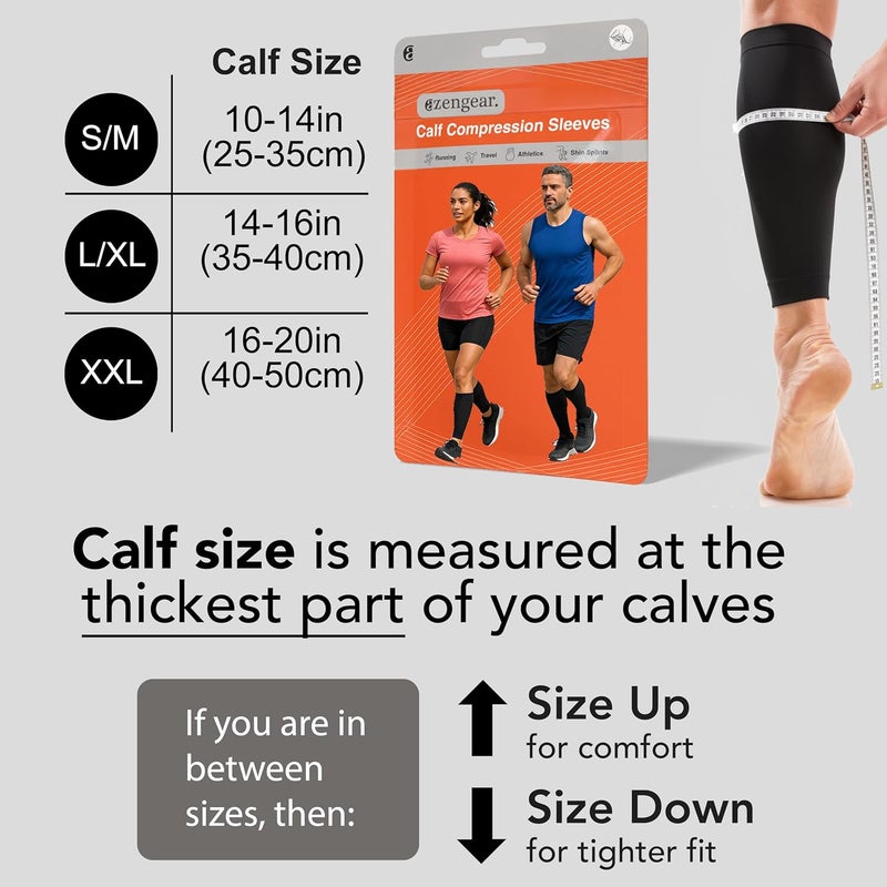 aZengear Calf Support Compression Sleeves Pair for Women Men Running 2030mmHg Class 2 Shin Splints Brace Footless Leg Socks for Torn Muscle Pain Relief Cramps LXL Black - Image 4