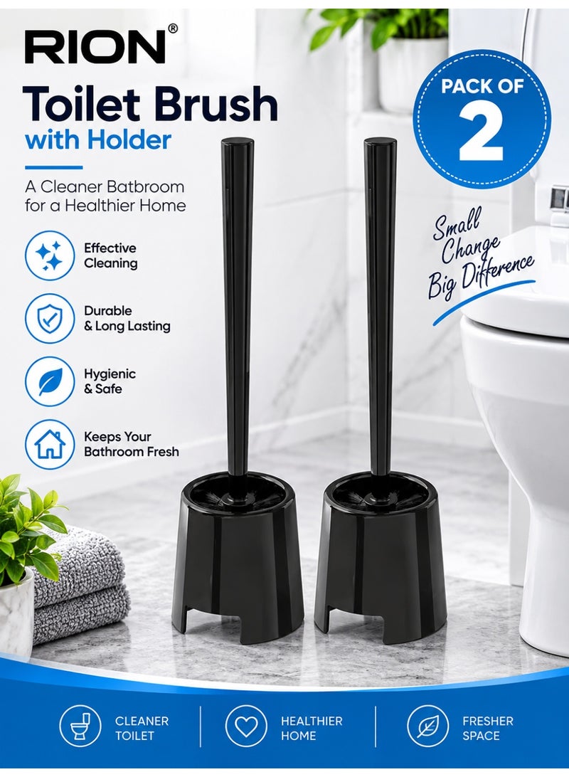 2 piece Toilet Brush Cleaner With Holder Black - Image 1