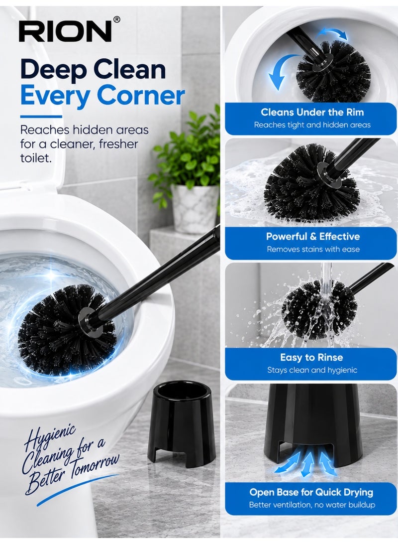 2 piece Toilet Brush Cleaner With Holder Black - Image 5