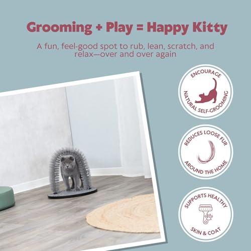 Trixie Cat Massager and Self Grooming Arch Bristle Ring Brush Carpet Base Scratcher Cat Self Groomer Gray Small - Image 3