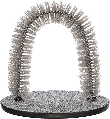 Trixie Cat Massager and Self Grooming Arch Bristle Ring Brush Carpet Base Scratcher Cat Self Groomer Gray Small - Image 1
