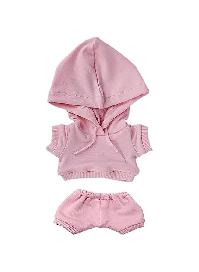 Arabest 20cm Plush Doll Clothes Elastic Solid Sportswear Suits Hoodie Pants Soft Stuffed Plush Toy Dress Up Accessories (Pink, 20cm)  - Image 1