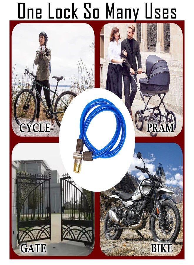 HEADLY Heavy-Duty Multipurpose Cable Lock | Oil-Rubbed Finish | Includes 3 Keys for Bike, Cycle & Helmet Security (Blue) - Image 2
