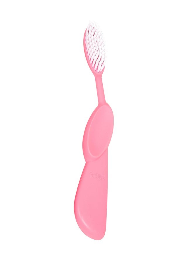 RADIUS Toothbrush Original Big Brush, BPA Free ADA Accepted - Left Hand - Pink Brush with Pink Case - Image 3