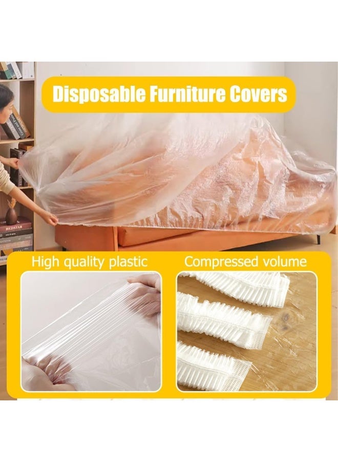 INSIJAM 2 Pcs Furniture Dust Covers with Elastic, 220 x 200cm Extra Large Sofa Couch Cover, Durable Waterproof Furniture Protector, Clear Moving Storage Bag for Bed Sofa Dining Table TV Cabinet - Image 2
