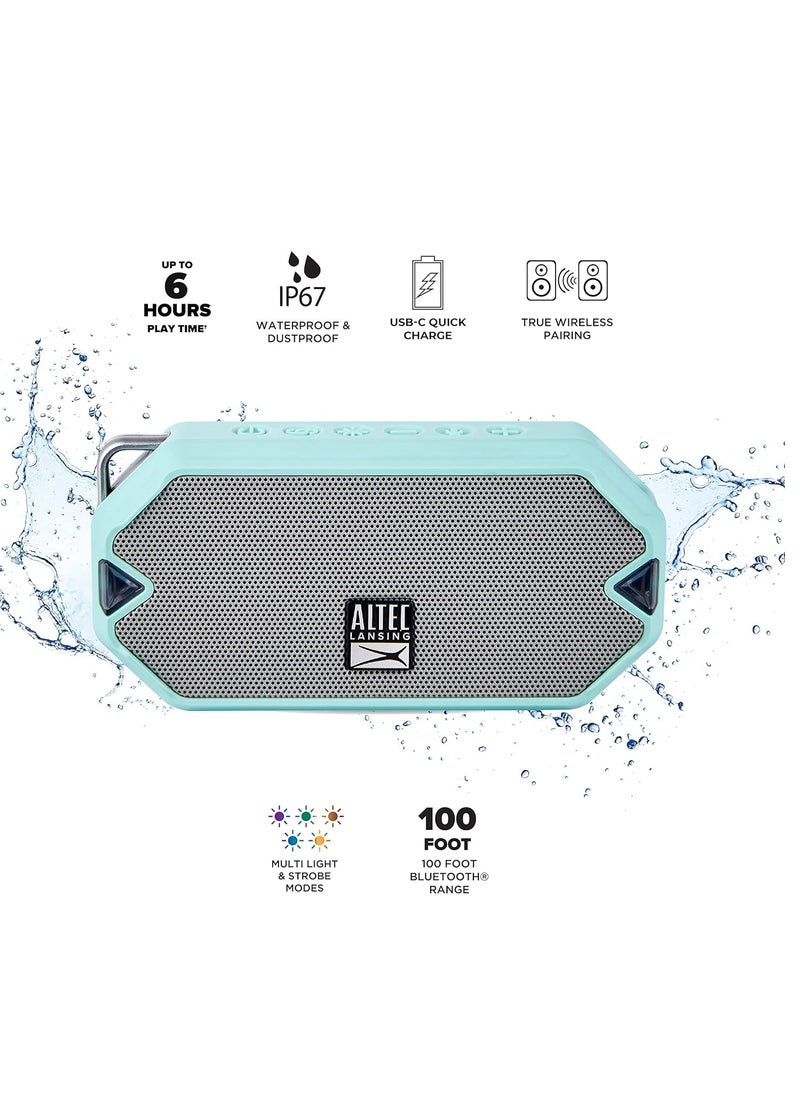 Altec Lansing HydraMini Wireless Bluetooth Speaker, IP67 Waterproof USB C Rechargeable Battery with 6 Hours Playtime, Compact, Shockproof, Snowproof, Everything Proof, Green  - Image 2