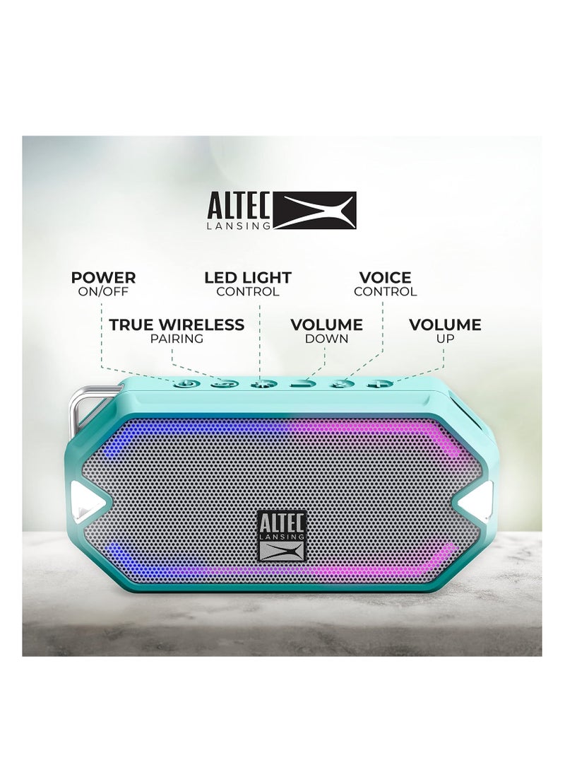Altec Lansing HydraMini Wireless Bluetooth Speaker, IP67 Waterproof USB C Rechargeable Battery with 6 Hours Playtime, Compact, Shockproof, Snowproof, Everything Proof, Green  - Image 4