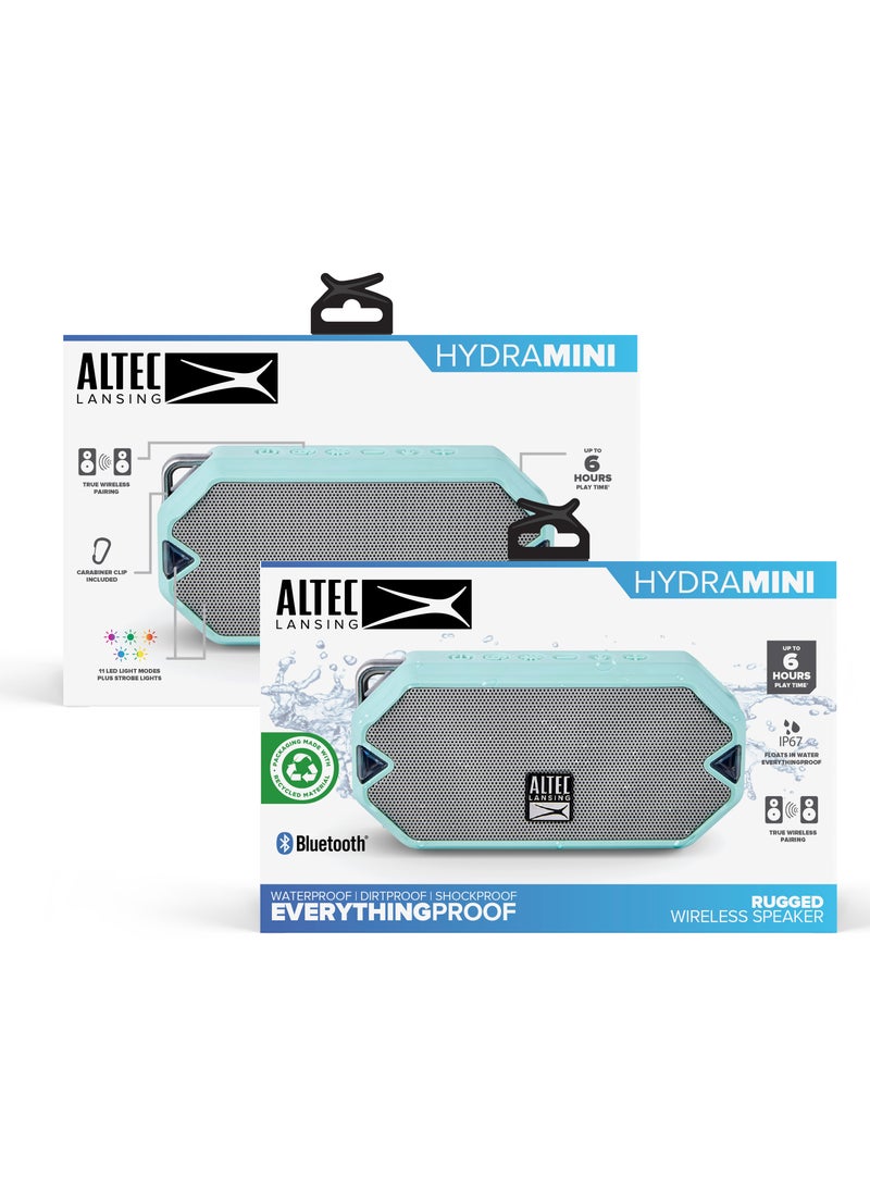 HydraMini Wireless Bluetooth Speaker, IP67 Waterproof USB C Rechargeable Battery with 6 Hours Playtime, Compact, Shockproof, Snowproof, Everything Proof, Green