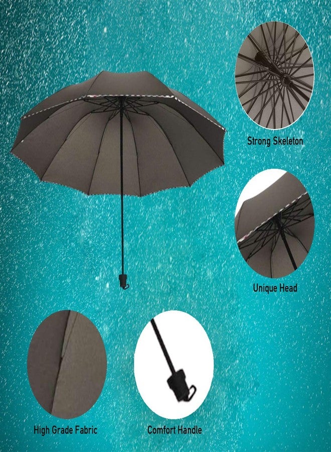 KEKEMI 3 Fold Manual Plain Sun & Rain Umbrella for Men & Women (Pack of 1) - Image 2