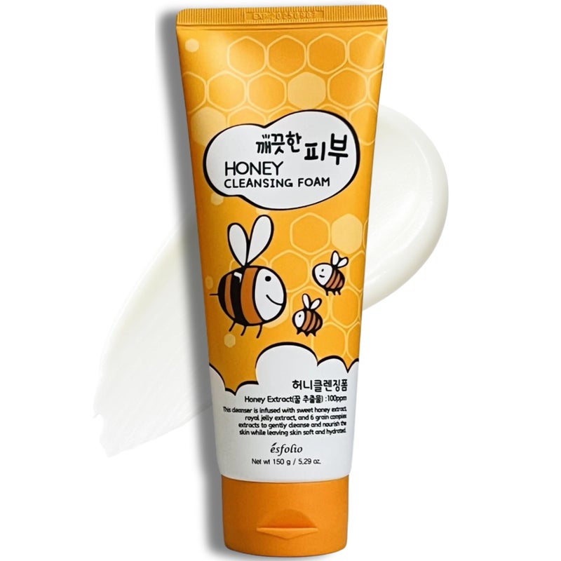esfolio Honey Cleansing Foam â€“ Hydrating Face Wash Dry & Sensitive Skin â€“ Korean Skincare Cleanser Honey Deep Pore Cleansing, Moisturizing, Nourishing Facial Cleanser Smooth Skin (5.29oz -150g) - Image 1