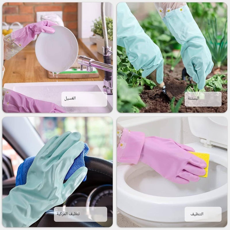 MsAnya 3 Pcs Rubber Dishwashing Cleaning Gloves - Waterproof, Reusable Long Kitchen Gloves, Latex-Free Household Gloves for Laundry, Cleaning, Working, Gardening - Image 4